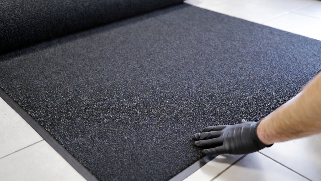 Mietfußmatte zum Testen ausrollen