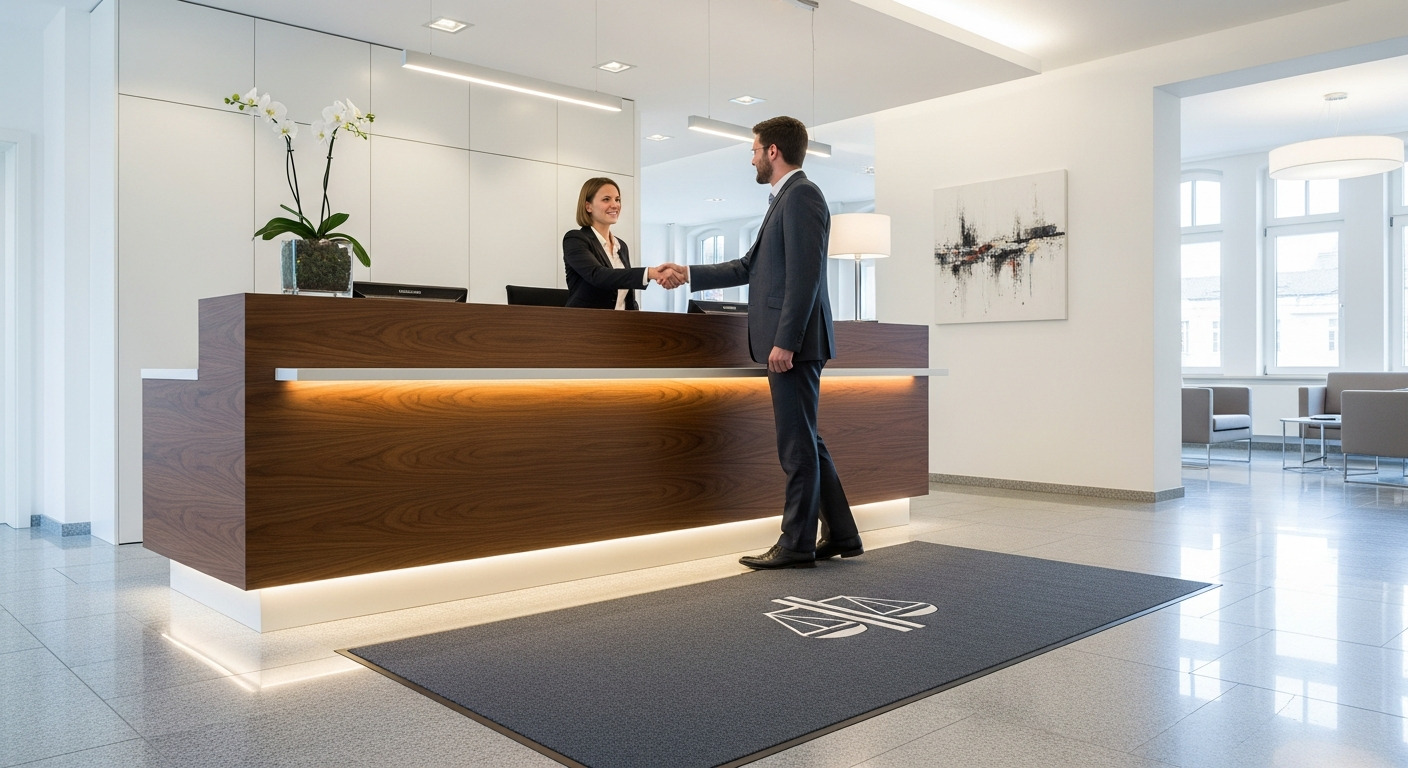 Ein professioneller und sauberer Eingangsbereich, der Vertrauen schafft